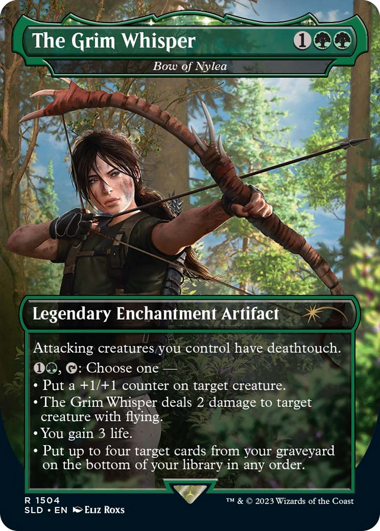 Bow of Nylea (SLD-1504) - Secret Lair Drop / The Grim Whisper: (enchantment) (Borderless)