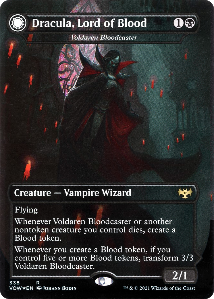 Voldaren Bloodcaster // Bloodbat Summoner (VOW-338) - Innistrad: Crimson Vow: (Double Faced Transform) (Borderless) Foil