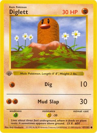 Diglett 047/102 - Base Set Shadowless Unlimited