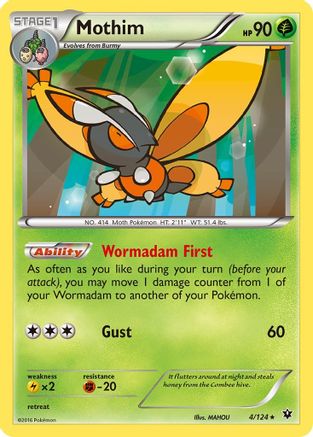 Mothim 004/124 - XY Fates Collide Reverse Holofoil
