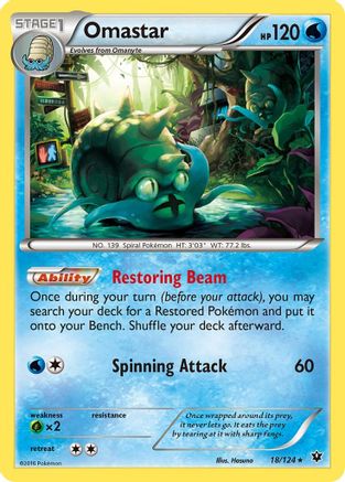 Omastar 018/124 - XY Fates Collide Reverse Holofoil