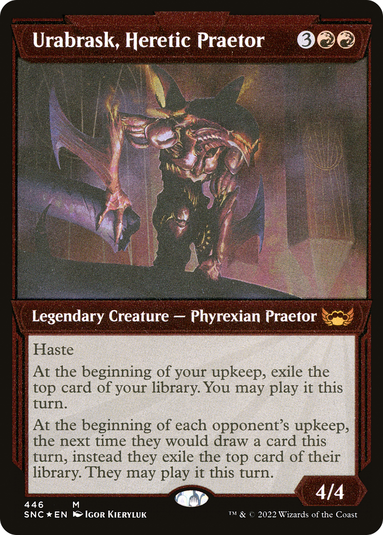 Urabrask, Heretic Praetor (SNC-446) - Streets of New Capenna: (Showcase) Etched Foil