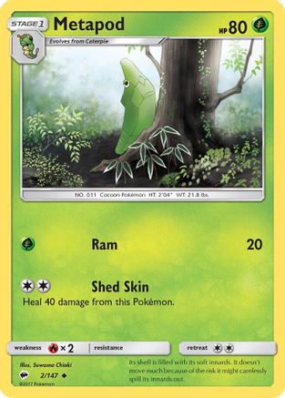 Metapod 002/147 - SM Burning Shadows Reverse Holofoil