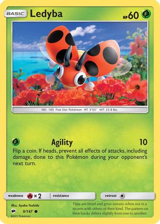 Ledyba 009/147 - SM Burning Shadows Reverse Holofoil