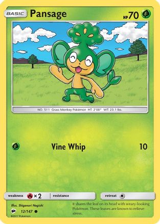 Pansage 012/147 - SM Burning Shadows Reverse Holofoil