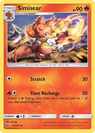 Simisear 023/147 - SM Burning Shadows Reverse Holofoil