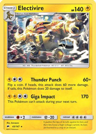 Electivire 043/147 - SM Burning Shadows Reverse Holofoil