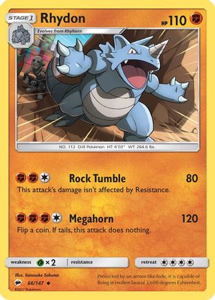Rhydon 066/147 - SM Burning Shadows Reverse Holofoil
