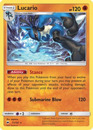 Lucario 071/147 - SM Burning Shadows Reverse Holofoil