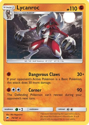 Lycanroc 075/147 - SM Burning Shadows Reverse Holofoil