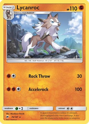 Lycanroc 076/147 - SM Burning Shadows Reverse Holofoil