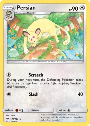 Persian 102/147 - SM Burning Shadows Reverse Holofoil