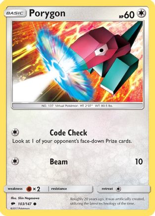 Porygon 103/147 - SM Burning Shadows Reverse Holofoil