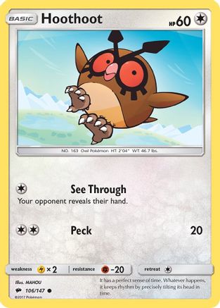 Hoothoot 106/147 - SM Burning Shadows Reverse Holofoil