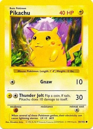 Pikachu (Red Cheeks) 058/102 - Base Set Shadowless 1st Edition