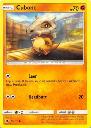 Cubone 052/111 - SM Crimson Invasion Reverse Holofoil