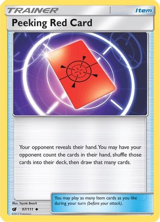 Peeking Red Card 097/111 - SM Crimson Invasion Reverse Holofoil