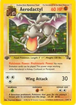 Aerodactyl (Prerelease) 001/62 - WoTC Promo 1st Edition Holofoil