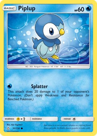 Piplup 031/156 - SM Ultra Prism Reverse Holofoil