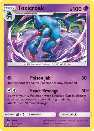 Toxicroak 057/156 - SM Ultra Prism Reverse Holofoil