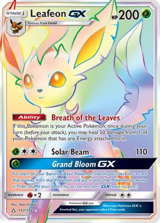 Leafeon GX (Secret Rare) 157/156 - SM Ultra Prism Holofoil