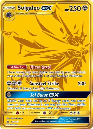 Solgaleo GX (Secret Rare) 173/156 - SM Ultra Prism Holofoil