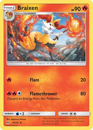 Braixen 016/131 - SM Forbidden Light Reverse Holofoil