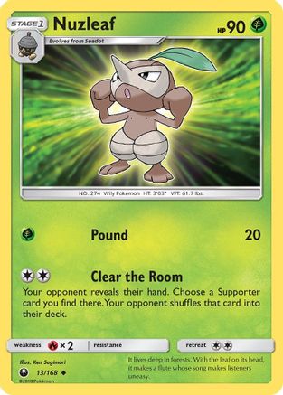 Nuzleaf 013/168 - SM Celestial Storm Reverse Holofoil