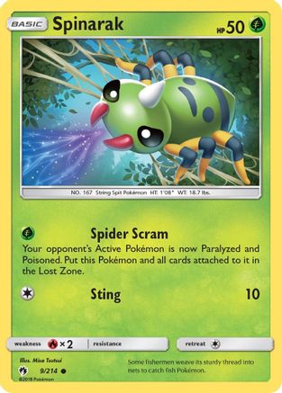 Spinarak 009/214 - SM Lost Thunder Reverse Holofoil