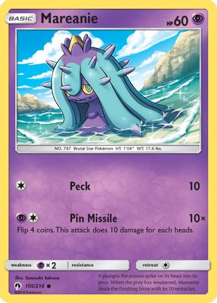 Mareanie 105/214 - SM Lost Thunder Reverse Holofoil