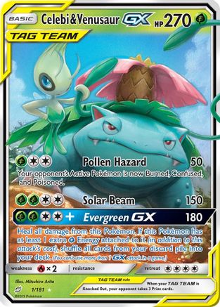 Celebi & Venusaur GX 001/181 - SM Team Up Holofoil
