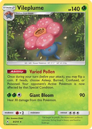 Vileplume 008/214 - SM Unbroken Bonds Reverse Holofoil