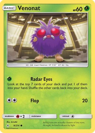 Venonat 009/214 - SM Unbroken Bonds Reverse Holofoil