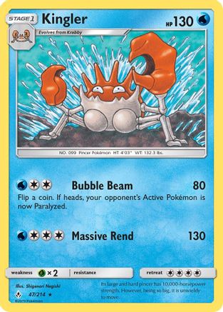 Kingler 047/214 - SM Unbroken Bonds Reverse Holofoil