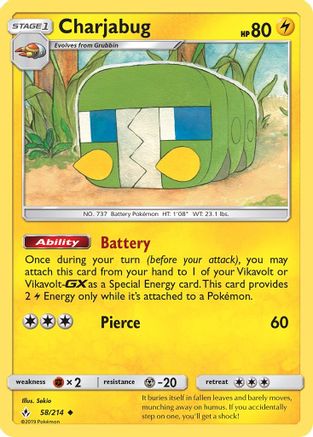 Charjabug 058/214 - SM Unbroken Bonds Reverse Holofoil