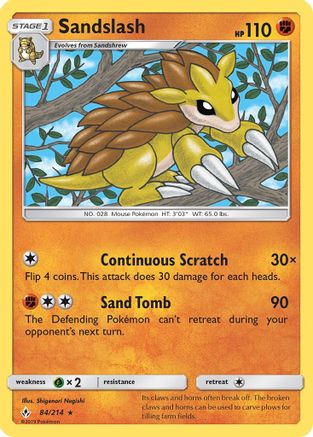 Sandslash 084/214 - SM Unbroken Bonds Reverse Holofoil