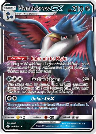 Honchkrow GX 109/214 - SM Unbroken Bonds Holofoil