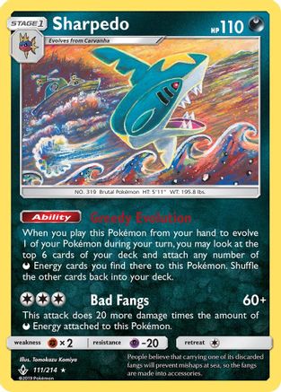Sharpedo 111/214 - SM Unbroken Bonds Reverse Holofoil