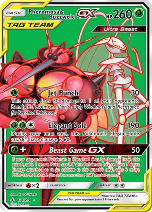 Pheromosa & Buzzwole GX (Full Art) 191/214 - SM Unbroken Bonds Holofoil