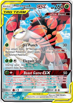 Pheromosa & Buzzwole GX (Alternate Full Art) 192/214 - SM Unbroken Bonds Holofoil