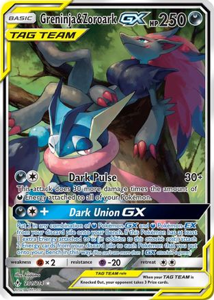 Greninja & Zoroark GX (Alternate Full Art) 201/214 - SM Unbroken Bonds Holofoil