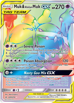 Muk & Alolan Muk GX (Secret) 220/214 - SM Unbroken Bonds Holofoil