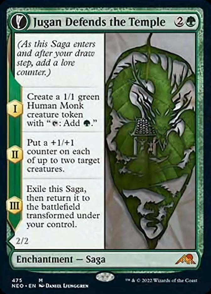 Jugan Defends the Temple // Remnant of the Rising Star (NEO-475) - Kamigawa: Neon Dynasty: (Extended Art, fandfc, enchantment) Foil