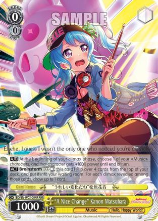 "A Nice Change" Kanon Matsubara (RRR) (BD/EN-W03-004R RRR) - BanG Dream! Girls Band Party! MULTI LIVE