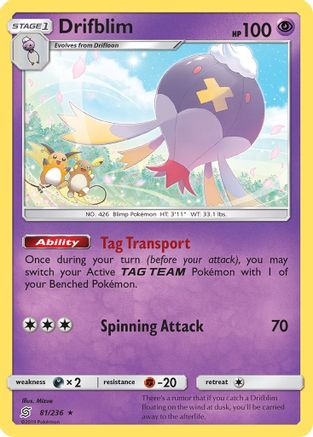 Drifblim 081/236 - SM Unified Minds Reverse Holofoil