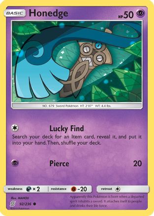 Honedge 092/236 - SM Unified Minds Reverse Holofoil
