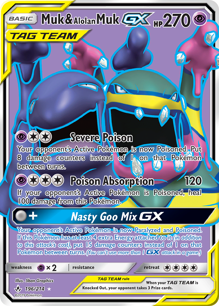 Muk & Alolan Muk GX (Full Art) 196/214 - SM Unbroken Bonds Holofoil
