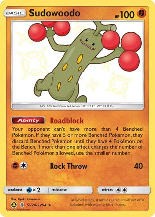 Sudowoodo SV20/SV94 - Hidden Fates Shiny Vault Holofoil