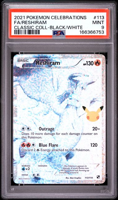 Reshiram Celebrations Classic Collection 113/114 PSA 9