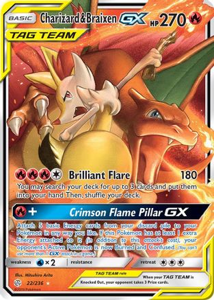 Charizard & Braixen GX 022/236 - SM Cosmic Eclipse Holofoil